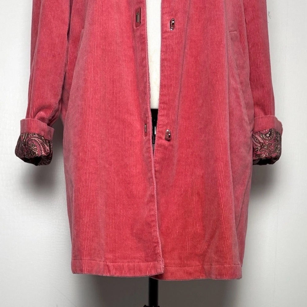 Jones Studio Pink Corduroy Barn Jacket L Mid Length Fall Barn Coat - Picture 5 of 13